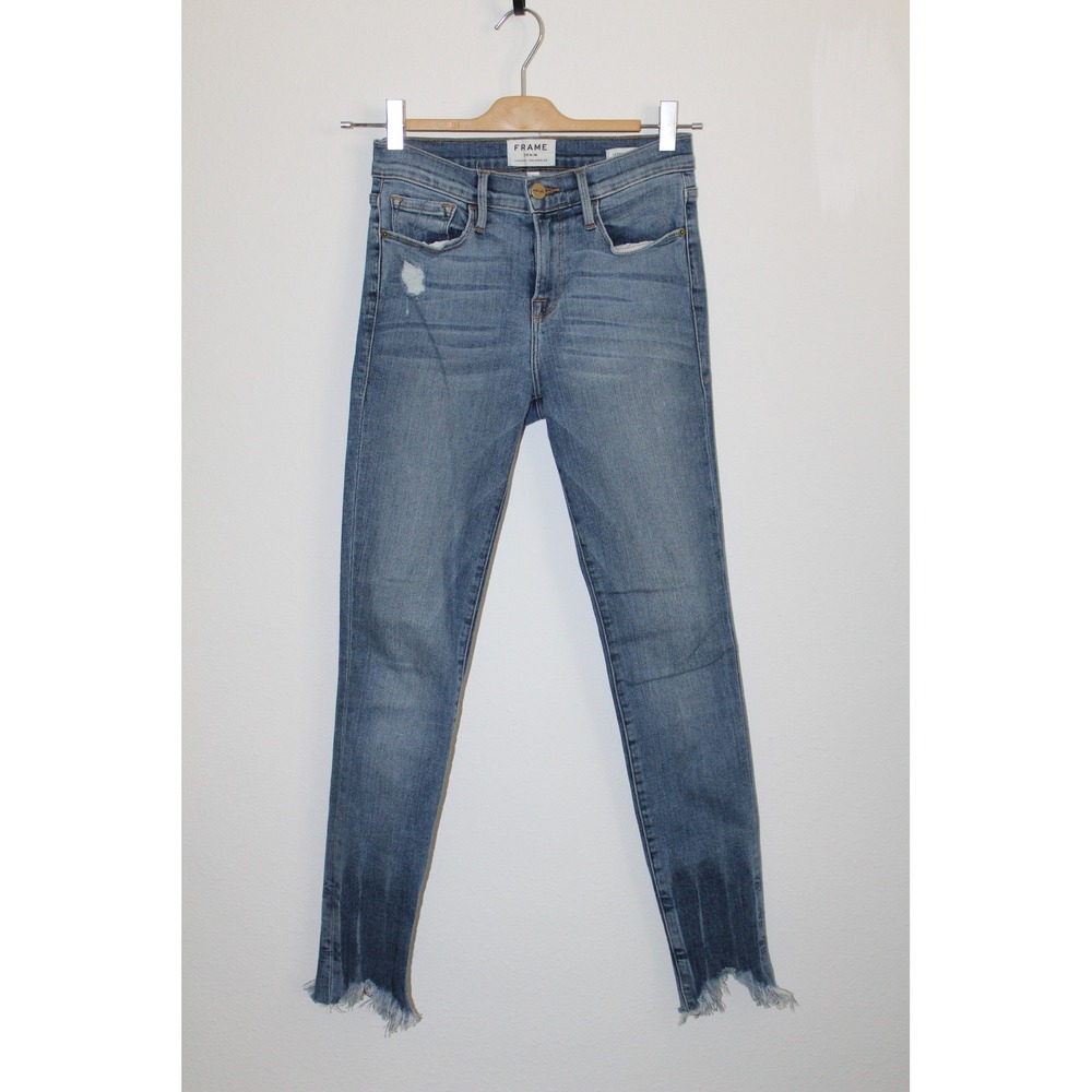 FRAME Le Skinny de Jeanne Knicks Distressed Raw Step Hem Jeans Size 26 LSJSH231